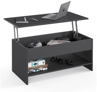 KOMTO Couchtisch Höhenverstellbar Wohnzimmertisch mit Stauraum Aufklappbar Sofatisch (Kaffeetisch Stubentisch, Spanplatte, Coffee Table Tokyo 98,4 x 50,4 x 48 cm)