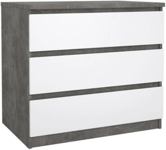 Dmora Kommode Artic, Mehrzweckkommode, Schlafzimmerkommode, Schrank mit Schubladen, 77x50 h70 cm, Zement und Glänzendes Weiß