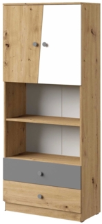 Bücherregal "Nero" Standregal 80 cm artisan eiche / weiß-grau matt