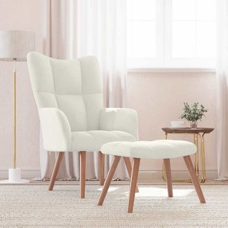vidaXL Relaxsessel mit Hocker Cremeweiß Samt [328071]