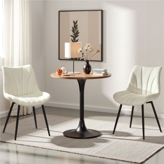 Yaheetech Esszimmerstuhl Gepolsterte Küchenstühle mit Metallbeinen (6 St), 6er-Set Beistellstühle mit Vertikal Gestepptem Design