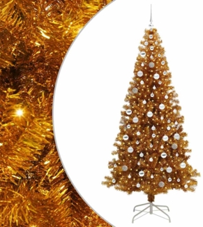 vidaXL Weihnachtsbaum mit 300 LEDs mit Ständer Gold 210 cm Haustier 3396639