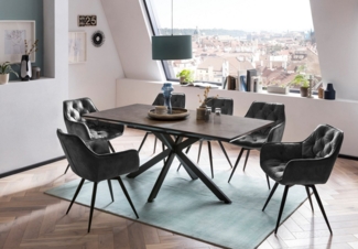 HELA Essgruppe HAVEL, (7-tlg), Tisch 140-180x90 cm, Synchronauszug, Stuhl 360° drehbar, Armlehnen