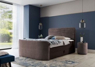 Boxspringbett Schlafzimmerbett BODY 200x200cm in Stoff Schokobraun inkl. Bettkasten