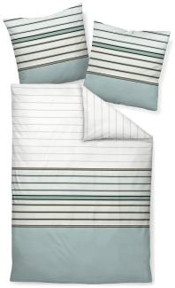 Janine J.D. Mako-Satin Bettwäsche 200x220 Streifen meergrün lilie 87051-06