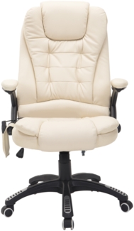 Massagesessel Bürostuhl Chefsessel, mit 6-Punkt Vibrationsmassage, Wärmefunktion, drehbar, Kunstleder, beige,