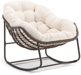 LVHOM Schaukelstuhl mit gepolstertem Kissen, Rattanstuhl mit Stahlrahmen, Lounge Sessel (Großformat B110.5cm x T94.5cm x H80cm,Dicke Kissen,160kg Tragfähigkeit, MEHRE FARBEN MEHRE OPTIONEN! Schaukelsessel umhüllendem Sitzgefühl & hoher Armlehne, 1 St),...