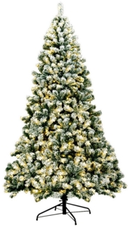 COSTWAY Künstlicher Weihnachtsbaum, 230cm, 1346 Spitzen mit Schnee, 550 LEDs