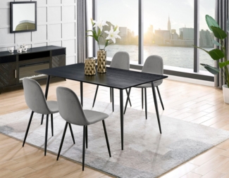 Leonique Essgruppe Eadwine, TOPSELLER! Tisch plus 4 Stühle, Sitzgruppe, (Set, 5-tlg, Esstisch plus 4 Esszimmerstühle), bestehend aus Esstisch 160 cm und 4 Esszimmerstühlen, Polsterstühlen