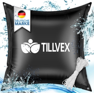 tillvex® Poolkissen Winter XXL 8 Stück - 120x120 cm schwarz | Luftkissen inkl. Reparaturkit | Winterkissen mit Sicherheitsventil | Poolpolster Pool Abdeckung Kissen Doppelnaht