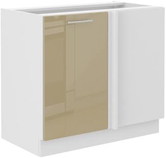 Lara Eckunterschrank 105 cm Cappuccino Hochglanz Küchenzeile Küchenblock Küche