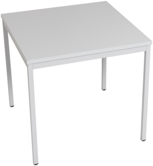 Furni24 Schreibtisch mit laminierter Platte, Metallgestell und verstellbaren Füßen, Grau, 80 x 80 x 75 cm
