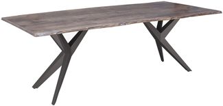 Baumtisch Akazie 220x100x76 grau lackiert Beine anthrazit matt FREEFORM 4 #55