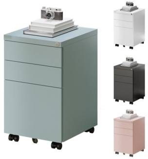 FLEXISPOT Rollcontainer Aufbewahrungsschrank, Büroschrank MIT Schloss, vormontiert, (inkl. 3 Schubladen, grundsolide Verarbeitung, Bürocontainer mit Schubladen für A4), optimal für Schreibtisch, Büromöbel, Aktenschränke, Büro-Rollcontainer