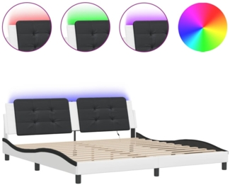 vidaXL Bettgestell mit LED ohne Matratze "Zadar" Weiß und Schwarz 200x200 cm Kunstleder 3214137
