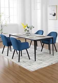 Woltu Esszimmerstuhl (6 St), Esszimmerstühle mit Armlehne Samt Massivholz