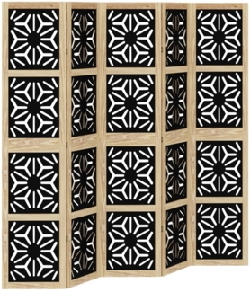 vidaXL 5-tlg. Raumteiler Braun und Schwarz Massivholz Paulownia 358806
