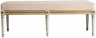 Casa Padrino Luxus Barock Sitzbank Beige / Weiß / Gold 153 cm - Made in Italy