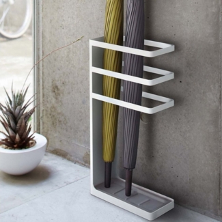 Yamazaki Schirmständer "Layer" Design Regenschirmständer 10x44x23cm, Schirmhalter, schmal, für Regenschirme, aus Metall, weiß