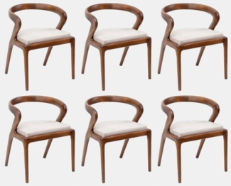 Casa Padrino Esszimmerstuhl Casa Padrino Luxus Esszimmerstuhl 6er Set Braun / Grau 57 x 67 x H. 77 cm - Luxus Massivholz Küchen Stühle - Esszimmer Möbel - Küchen Möbel - Luxus Möbel - Luxus Esszimmer Einrichtung