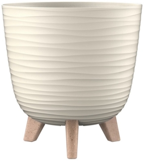 Engelland Blumentopf Pflanztopf mit Füßen (Vorteils-Set, 1 St, robuster PP-Kunststoff), Wellenoptik, rund, UV-resistent, Drainagesystem, direkte Bepflanzung