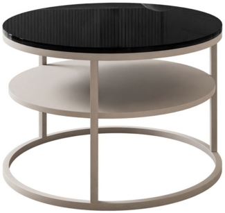 Lookway Couchtisch CIRI SLIM Kaschmir Hochglanz mit Ablage (1 Tisch), Durchmesser: ⌀60 cm