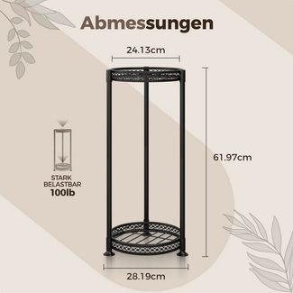 Bamworld Blumenständer Hoher Metallpflanzenständer 2-fach mit Blütenrand (1 St), Schwarz Ecke – Innen/Außen Balkon Wohnzimmer