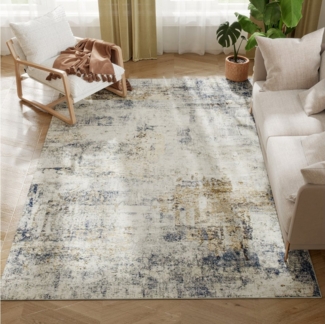 HOMCOM Teppich maschinenwaschbarer Wohnzimmerteppich rutschfest, Rechteckig, Höhe: 1 mm, für Wohnzimmer, Schlafzimmer, 230x160 cm, Grau