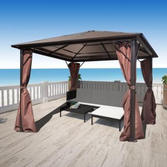 vidaXL Pavillon mit Vorhängen Braun Aluminium 300 x 300 cm 41625