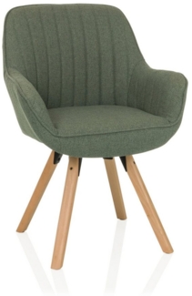 hjh LIVING Esszimmerstuhl Polsterstuhl SCANDI SOFT Stoff mit Armlehnen (1 St), Stuhl im Scandi-Look, Sitz drehbar, bequem gepolstert, Holzfußkreuz