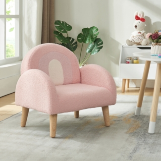 Kindersessel Sorreindi 50x50x45 cm Teddystoff Rosa [en. casa]