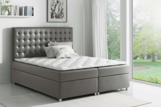99rooms Fortuna Boxspringbett Kunstleder 140x200 cm Grau