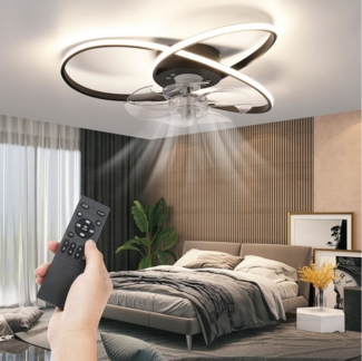 oyajia LED Deckenleuchte 60W Blumen LED Deckenlampe mit Ventilator, Leise Deckenventilator, LED fest integriert, Warmweiß, Naturweiß, Kaltweiß, Dimmfunktion mit Fernbedienung, 6 windigkeiten Schlafzimmer Ventilator