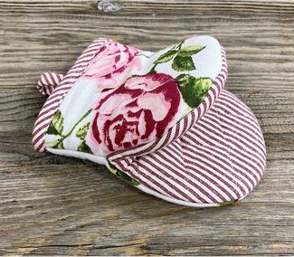 matches21 HOME & HOBBY Topflappen Backofenhandschuh DORRIT Ofenhandschuh Baumwolle Rosen Design, (1-tlg)