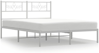 vidaXL Bettgestell mit Kopfteil Metall Weiß 150x200 cm 355318
