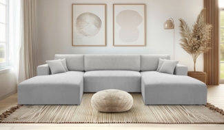 AX LIVING Sofa U Form mit Schlaffunktion – Catea U Cord Wohnlandschaft 364 cm