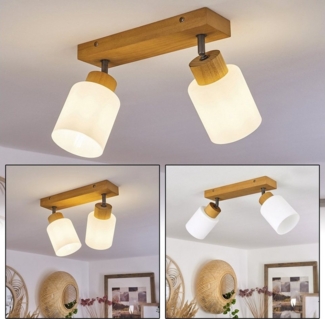 hofstein Deckenleuchte »Montemassi« Deckenlampe aus Holz/Metall/Glas in Natur/Altsilber/Weiß, ohne Leuchtmittel, Leuchte im skandinavischen Design mit verstellbaren Schirmen, 2xE14