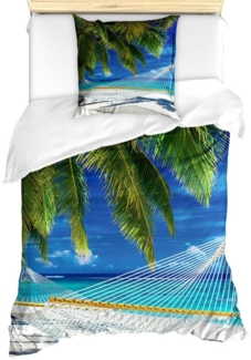 Abakuhaus Bettwäsche Milbensicher Allergiker geeignet mit Kissenbezug, Microfaser, Strand Sandy Palm Coconut Sea