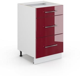 Vicco Midischrank Fame-Line, Bordeaux Hochglanz/Weiß, 50 x 81.6 cm ohne Arbeitsplatte