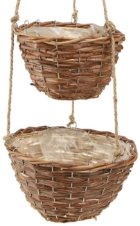 Viana Blumenampel Hängekorb Holz Blumenampel 2er Set Ø20/26cm Natur