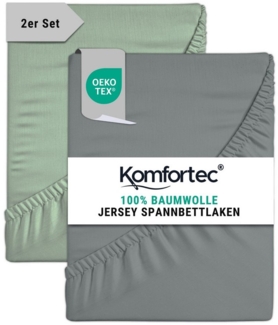 Komfortec Spannbettlaken Jersey Mehrfarbig, 100% Baumwolle, Gummizug: Rundum, (2 Stück), OEKO-TEX® Standard 100 Zertifisiert, für Matratzen bis 25 cm Höhe