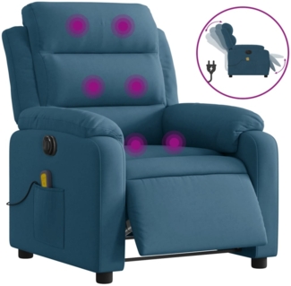 vidaXL Massagesessel Elektrisch Blau Samt 3205091