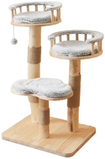 REDOM Kratzbaum aus Massivholz, 3-stufiges Sprungbrett, abnehmbare Kissen und Spielbälle