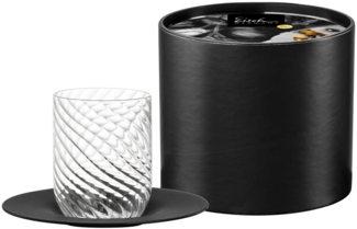 Eisch Twist Cappuccinoglas mit Untertasse 270 ml Schwarz in Geschenkröhre