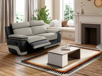 Relaxsofa Microfaser 3-Sitzer TALCA - Hellgrau/Anthrazit