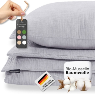 Alavya Home® Bettwäsche Musselin GOTS zertifiziert, 100% Bio-Baumwolle, 2 teilig, Bettbezug-Set Bettwäsche 135x200 Hypoallergen & Atmungsaktiv