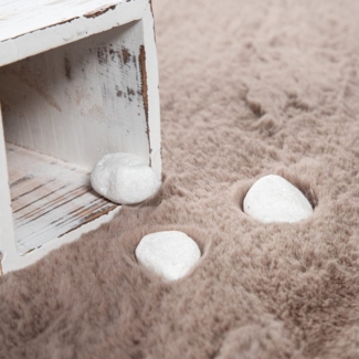 KADIMA DESIGN Teppich Unifarben 100% Polyester schmutzabweisend Hochflor Teppich, Läufer, Höhe: 26 mm, Florhöhe: 22 mm, Rücken aus Baumwolle, Läufer, 80x150 cm, Beige