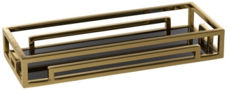 Fink Dekotablett MERANO Tablett - gold, schwarz - Edelstahl, Glas - H. 6cm x B. 15cm (1 St, Serviertablett - Tableau), Multifunktionales Servierbrett - Perfekt als Abstellbrett/Brettchen