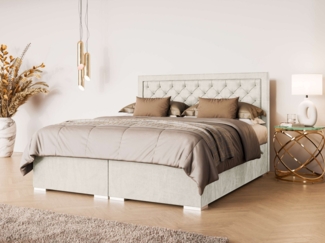 Leonique Polsterbett SACY mit Matratze und Topper, in 2 Breiten (160 und 180 cm), Boxspringbett mit Kopfteil, Bettkasten, Matratze (BFK/TFK) und Topper