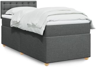 vidaXL Boxspringbett mit Matratze Dunkelgrau 90x200 cm Stoff 3288878